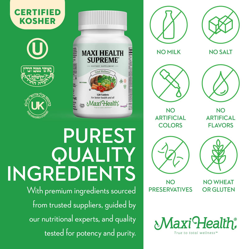 Multivitamin for Men & Women – Supreme High Potency Daily Multi with Minerals, CoQ10 & Antioxidants – Energy, Immune Support, Bone, Heart & Wellness – Vitamin A, C, D, E, B12, B6 & Biotin 120 Tablets 120 Count (Pack of 1)