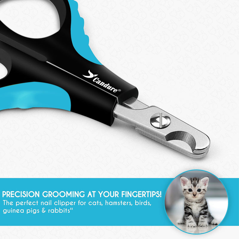 Candure Cat Nail Clipper Stainless Steel Cat Claw Trimmers for Rabbits, Guinea Pigs, Birds, Puppies, Kittens and Small Animals Pet Nail Clipper for Professional and Home Use (Blue) Dark Blue - BeesActive Australia