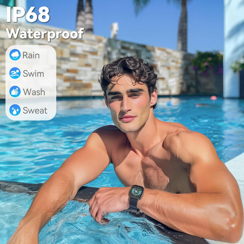 EURANS Smart Watch No App/Phone Required, 1.85" HD Display |Waterproof Watch with Heart Rate & Sleep Monitor | Step Counter for Walking, Pedometer Watch for Women/Men Blue