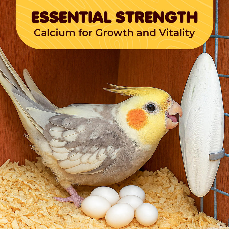 SunGrow 3 Pack Cockatiel Cuttlefish Bone, Calcium Addition to Bird Beak Care, Cage Mount Holder NOT Included, Support Shell Strength, Turtle, Shrimp, Dog, Snail, Aviary Clip, Accessory Reptile Small, 3 Pieces