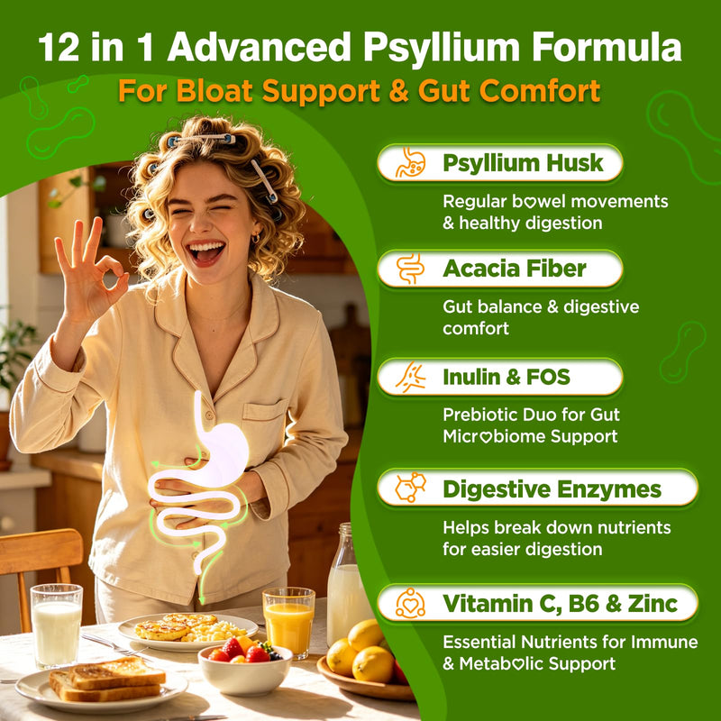 Psyllium Husk Gummies for Adults, 2000mg Psyllium Husk Fiber Supplements | With Acacia Fiber, Inulin & FOS, Digestive Enzymes for Gut Health & Regularity, Vegan, Sugar Free, Pineapple, 60 60 Count (Pack of 1)