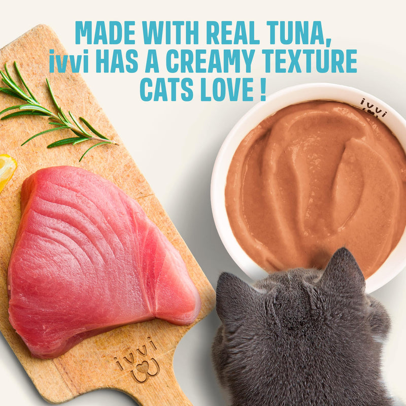 ivvi Multivitamin for Cats - Creamy Lickable Cat Supplement with Tuna, Vitamins, L-Lysine, Taurine & Salmon Oil - Daily Cat Wellness Support - 30 Pouches x 15 g
