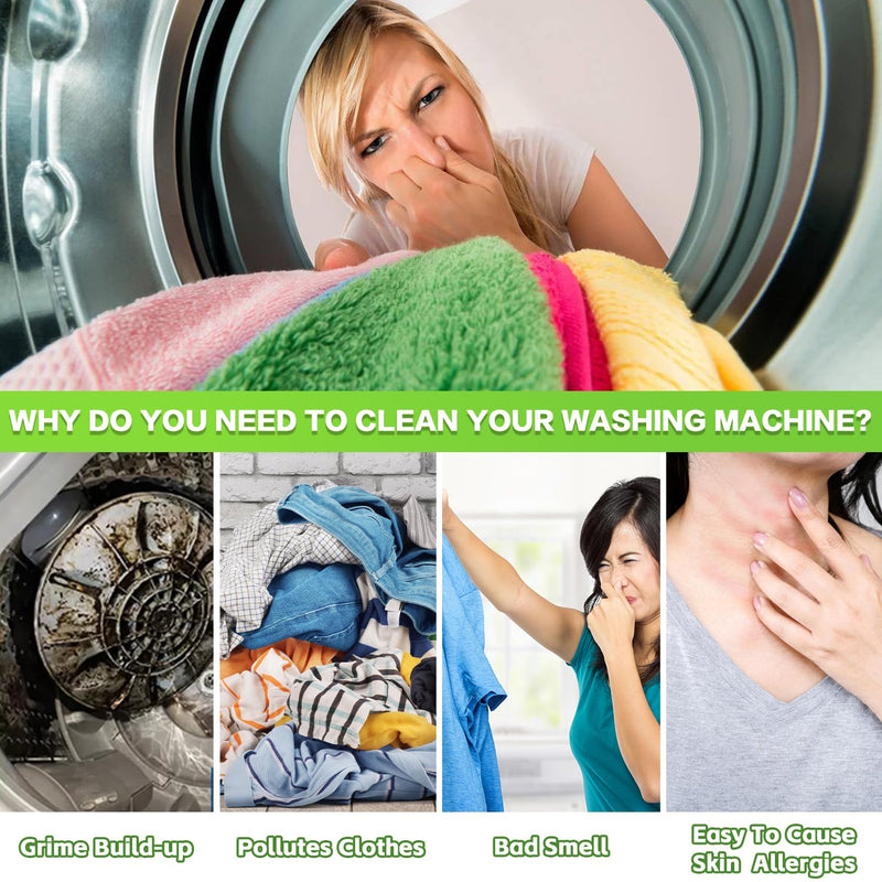 Washing Machine Cleaner Tablets, Deep Clean Front Loader & Top Load Washer, Including HE, 24 Pcs Professional Grade Washer Machine Cleaner Deodorizer for Removing Build-up, 12 Month Supply - BeesActive Australia