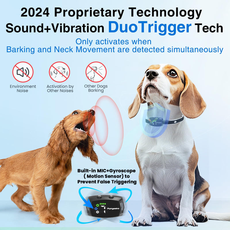 Bark Collar for Small Medium Dogs 5-15lbs. Dog Bark Collar with No Shock Safe & Humane Mode，Barking Collar with 7 Adjustable Sensitivity & 3 Adjustable Beep & Vibration Modes black&white - BeesActive Australia