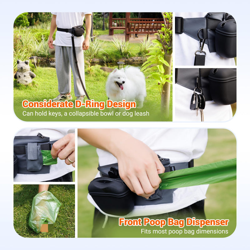 2 In 1 Dog Treat Pouch for Training, Upgrade Treat Pouch for leash with Removable Clip on Silicone Treat Bag & Built-in Poop Bag Dispenser,Waist Belt Fanny Pack for Pet Puppy Training Walking Hiking - BeesActive Australia