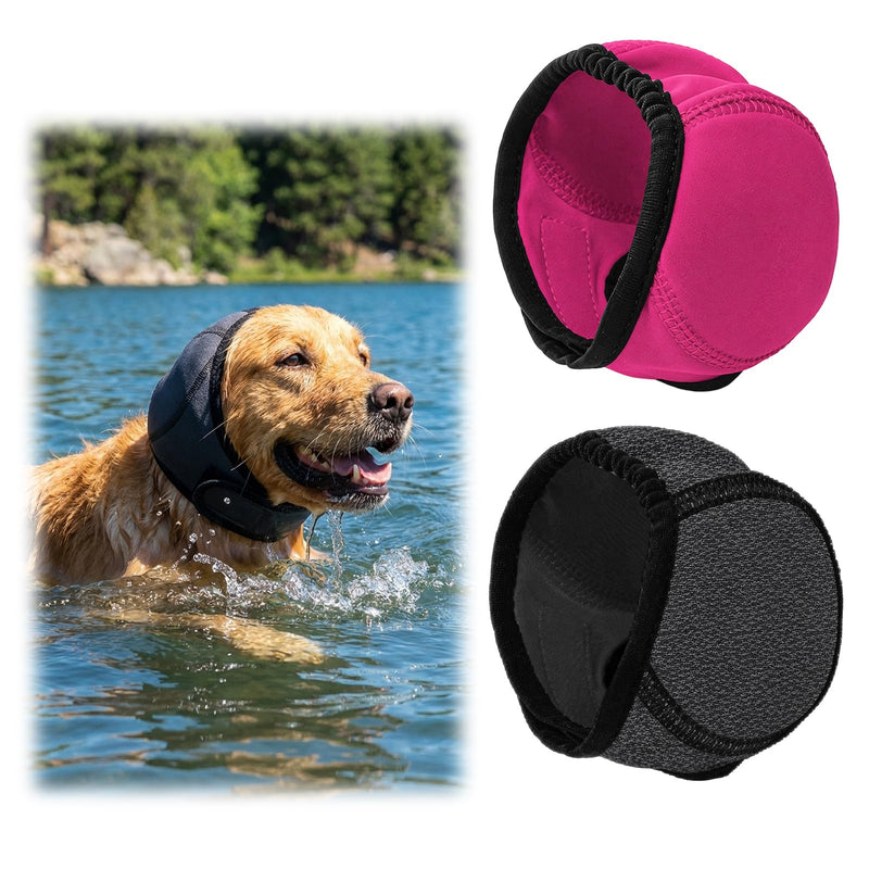 2PCS Dog Ear Covers for Bath, Dog Shower Cap with Diving Fabric, Water-Resistant Ear Protection for Bathing, Grooming, Swimming, and Noise Anxiety Relief, Adjustable Fit for Medium to Large Dogs