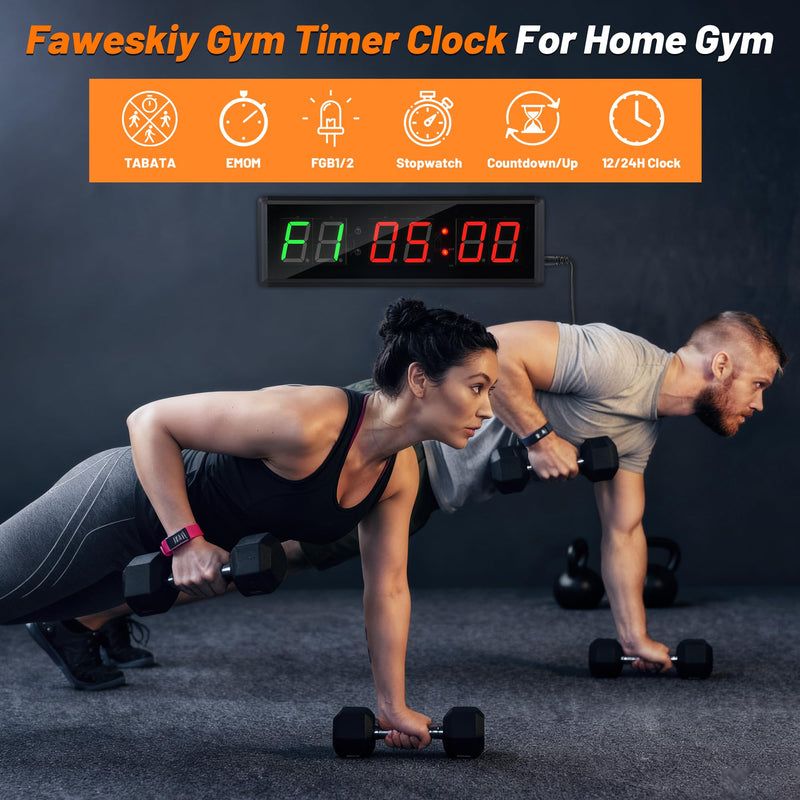 Upgraded Gym Timer Clock for Tabata/FBG/EMOM - Large Digital Interval Workout for Fitness Enthusiast, Count Down & Up | Stopwatch | Workout Clock for Home Gym/Yoga/Boxing/Garage Fitness Times