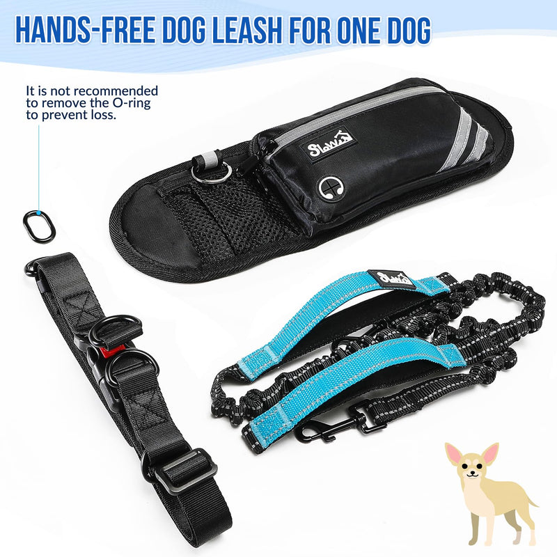 SlowTon Hands Free Dog Leash - with Removable Zipper Pouch, Shock Absorbing Bungee Leash, Dual Handle & Reflective Stitches, Wide Padded Adjustable Waist Leash for Dogs Walking Running (M, for 1 Dog) Medium for 8 - 25 lbs - BeesActive Australia
