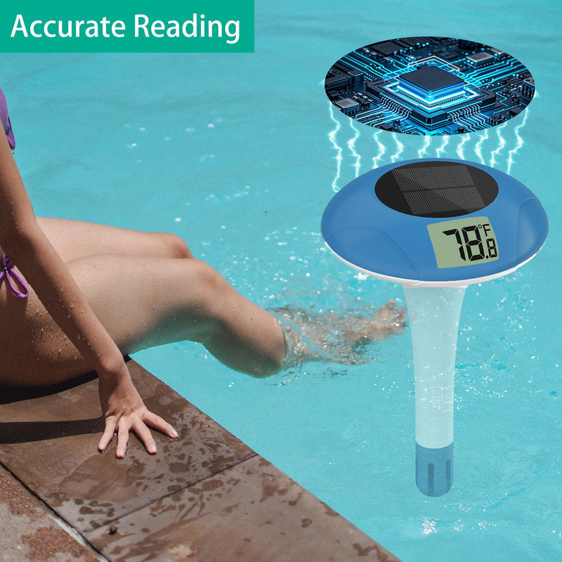Digital Pool Thermometer Floating Easy Read –Solar Powered Floating Digital Temperature Gauge for Accurate Testing, Big LCD Screen for Easy Reading, °C/°F Display, IPX-8 Waterproof (Navy Blue) Navy Blue - BeesActive Australia