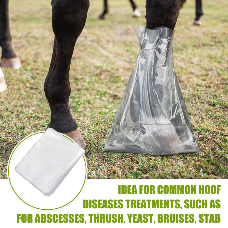 20 Pcs Disposable Soak Boot Hoof with 1 Roll of Adhesive Tape Horses Soaking Boot Bag Equine Soaker Sack for Thrush Bacterial Infection Treating Hooves Care Liquid Treatment Equine Donkey Draft - BeesActive Australia