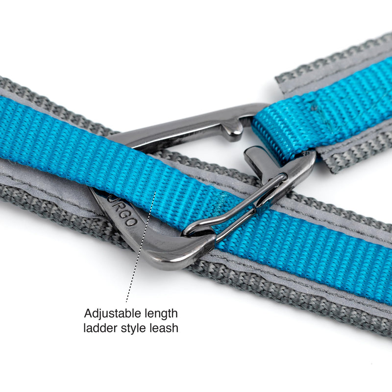 Kurgo 6 in 1 Quantum Leash, Hands Free Leash for Dogs, Running Belt Lead, Crossbody & Waist Belt Style, Reflective, Carabiner Clip, for Training, Hiking, or Jogging, 4 Colors Blue - BeesActive Australia