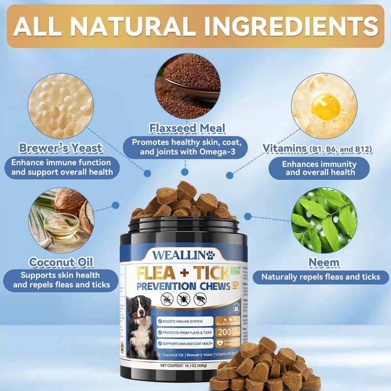 Dog Flea and Tick Prevention Soft Chews + Cat & Dog Urinary Tract Infection Treatment with Cranberry, Dual-Action Natural Wellness