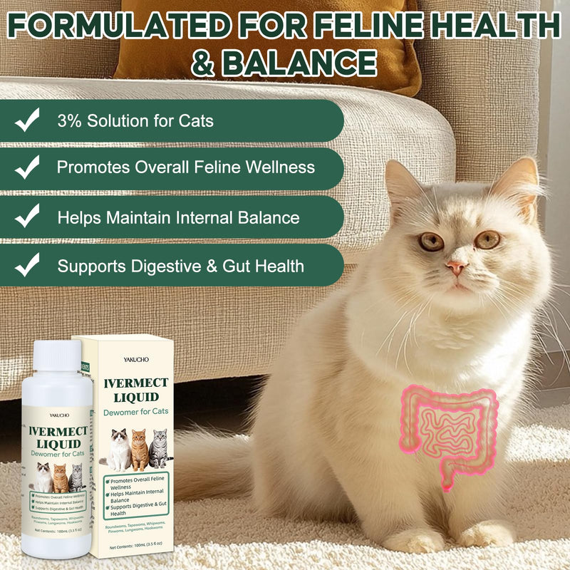 lvermect Liquid Dewomax for Cats, Gentle Digestive Support for Gut Balance & Daily Comfort, Supports Internal Balance for Sensitive Cats, Suitable for Kittens and Adult Cats - 3.5 FL OZ