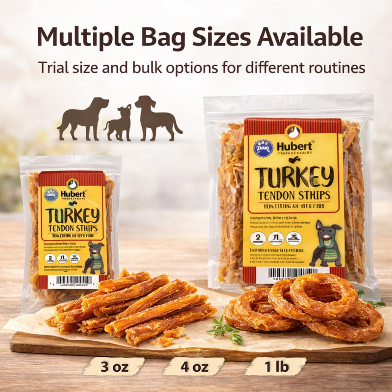 Hubert Pet Turkey Tendon Sticks: Low Ingredient, Long-Lasting Natural Chews for Dogs, High Protein, Grain Free, Hypoallergenic, No Artificial Additives, USA Sourced Turkey, 4 Ounces 4 Ounce (Pack of 1)