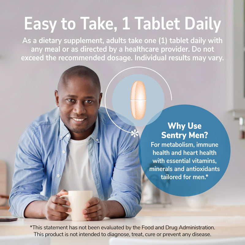 21st Century Sentry Men Multivitamin Tablets, Daily Support, 120 Count | Complete Daily Multivitamin & Multimineral, Compare VS. Centrum® Men, Men for Energy, Immunity & Metabolism Support