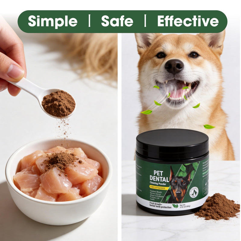 Dog Teeth Cleaning Powder, Dental Powder for Dogs Teeth Cleaning More Easy Plaque Off, Natural Postbiotic Supplement Sprinkle on Food, Targets Tartar & Bad Breath No Brushing for Dogs Daily Oral Care