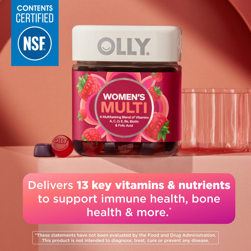 OLLY Women's Multivitamin, Supports Overall Wellness,* Biotin - 90 Count Berry 90 Count (Pack of 1)