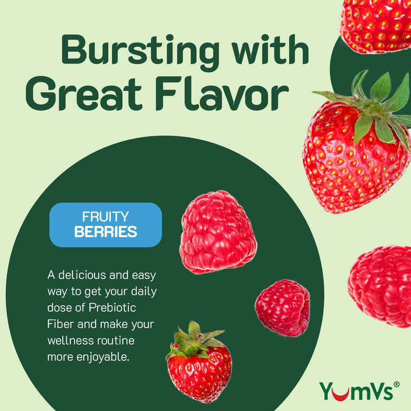 YumVs Sugar Free Fiber Gummies for Adults – 4g Prebiotic Fiber Supplement Gummies for Gut & Digestive Health – Keto Friendly, Vegan, Gluten Free, Non-GMO – Great Tasting Berry Flavor – 60 Count 60 Count (Pack of 1)