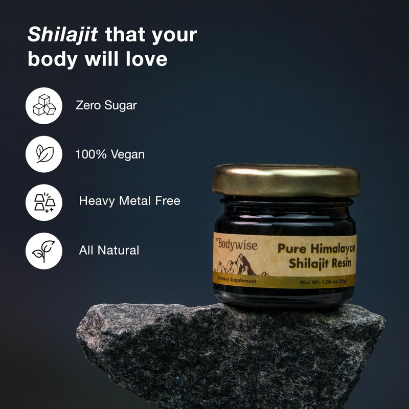 Be Bodywise Pure Himalayan Shilajit Resin I 600 mg I 75%+ Fulvic Acid & 85+ Trace Minerals | Zero Sugar I Lab Tested I Heavy Metal Free I 100% Authentic & Natural, Organic I for Men & Women I 30 gm. 1 Count (Pack of 1) - BeesActive Australia