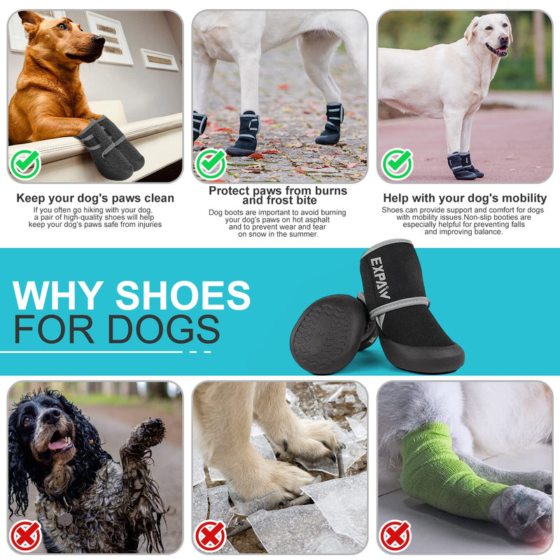 EXPAWLORER Anti-Slip Dog Boots-Dog Boots & Paw Protectors for Winter,Waterproof Dog Socks for Small Medium Large Dogs,Dog Booties for Outdoor Snow Rain Days,Dog Shoes for Hot Pavement,Hiking Walking Black S - BeesActive Australia