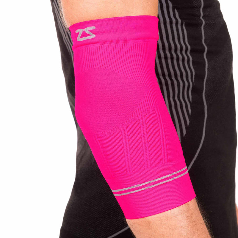 Zensah Compression Tennis Elbow Sleeve for Elbow Tendonitis, Tennis Elbow, Golfer's Elbow - Elbow Support, Elbow Brace Small 1 Sleeve - Neon Pink - BeesActive Australia
