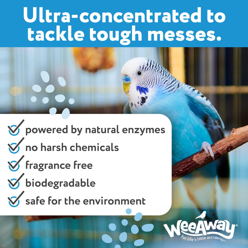 Wee Away Bird Cage Cleaner for Small Cages, Droppings Remover, Enzyme Cleaning Spray for Perches, Feeders, and Walls, Unscented, 16 fl oz 16 Fl Oz (Pack of 1)