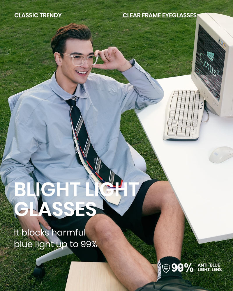 Cyxus Clear Blue Light Glasses for Women Men Reduce Eye Strain UV Blocking for Computer Screen 05-clear - BeesActive Australia