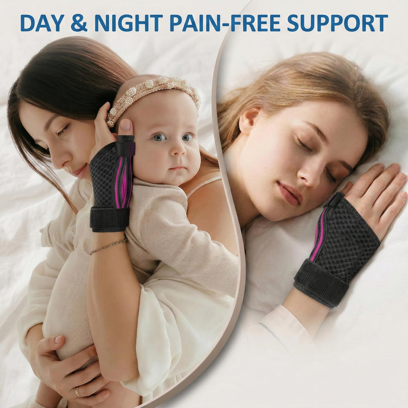 Thumb Wrist Brace | Upgraded Thumb Spica Splint Stabilizer Pain Relief Night Support for De Quervain’ s Tenosynovitis Trigger Finger Arthritis Sprains | Breathable Fabric (Rose Pink/Black, S/M - Fit both hands) Rose Pink/Black