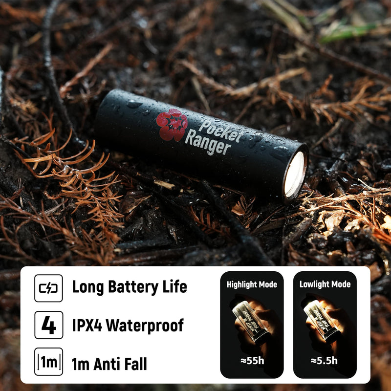 VSGO Pocket Ranger Firefly 5-in-1 Rechargeable Camping Lantern – EDC Headlamp, Mini Flashlight, Ambient & Signal Light, Waterproof & Lightweight for Hiking, Outdoor & Emergency (Black) Black - BeesActive Australia