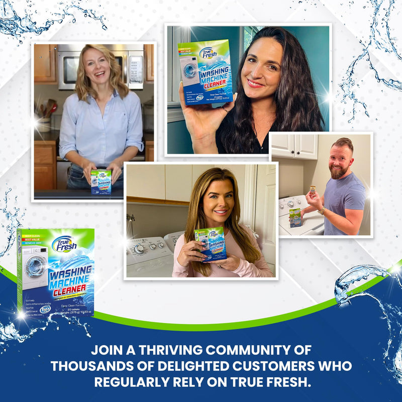 True Fresh Washing Machine Cleaner Tablets 25-Pack - Deep Cleaning Washer Cleaner Tablets for Top Loader, Front Load & HE - Cleans Drum, Tub seal & other Parts Descaler & septic safe 1 Count (Pack of 25) - BeesActive Australia
