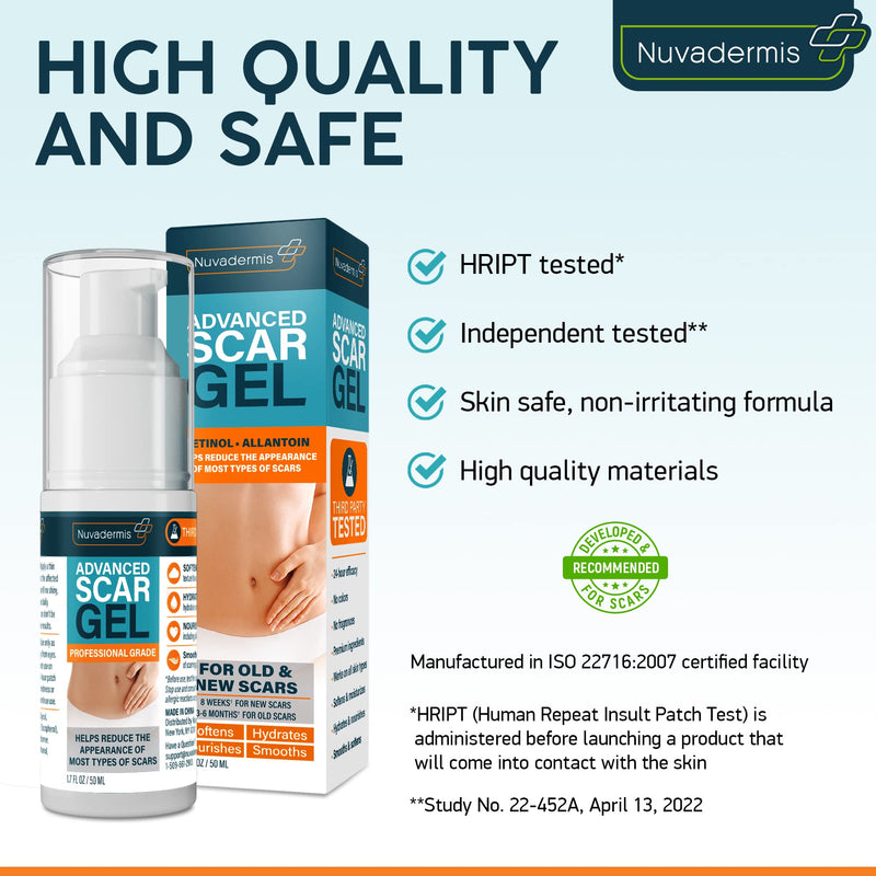 NUVADERMIS Silicone Scar Sheets & Scar Cream Gel - C-Section, Tummy Tuck, Keloid, Acne Removal Treatment - Advanced Post Surgery Supplies - Scars Removal Treatment - BeesActive Australia