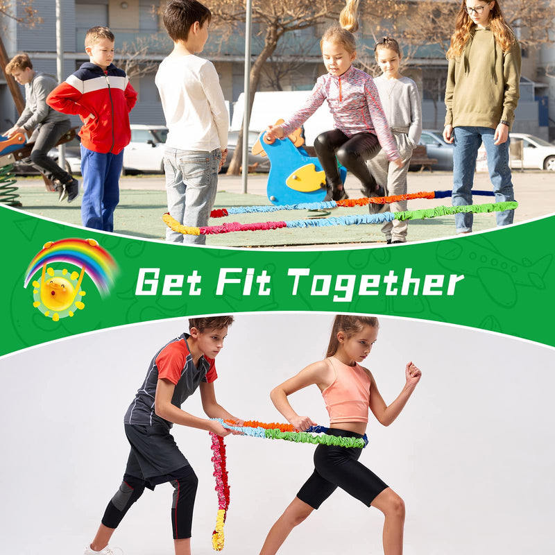 Jecery Cooperative Stretchy Band Carnival Games Elastic Fleece Tug of War Rope Sack Race Bags Legged Race Bands for Stretchy Band Music Activities Field Day Kids Adult Games 12 ft 1
