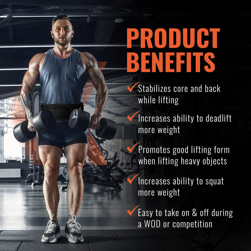 Weight Lifting Belt for Men and Women, 6 Inch, Bodybuilding & Fitness Back Support for Cross Training Workout, Squats, Lunges Large Black