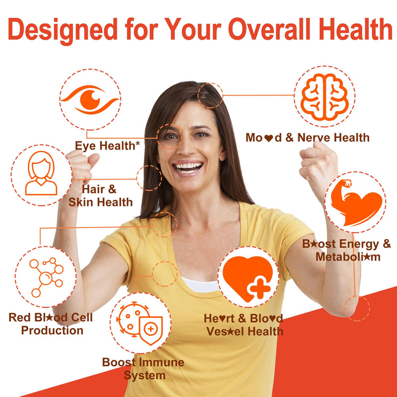 Super Methylated Vitamin B Complex Gummies, All B Vitamins + Omega-3,CoQ10 | Magnesium, Ashwagandha, Vitamin C, TMG- For Women Men- Methyl B12 2000 mcg, Methylfolate, B1, B2, B3, B5, B6, B7- Sugar Free 60 Count (Pack of 1)
