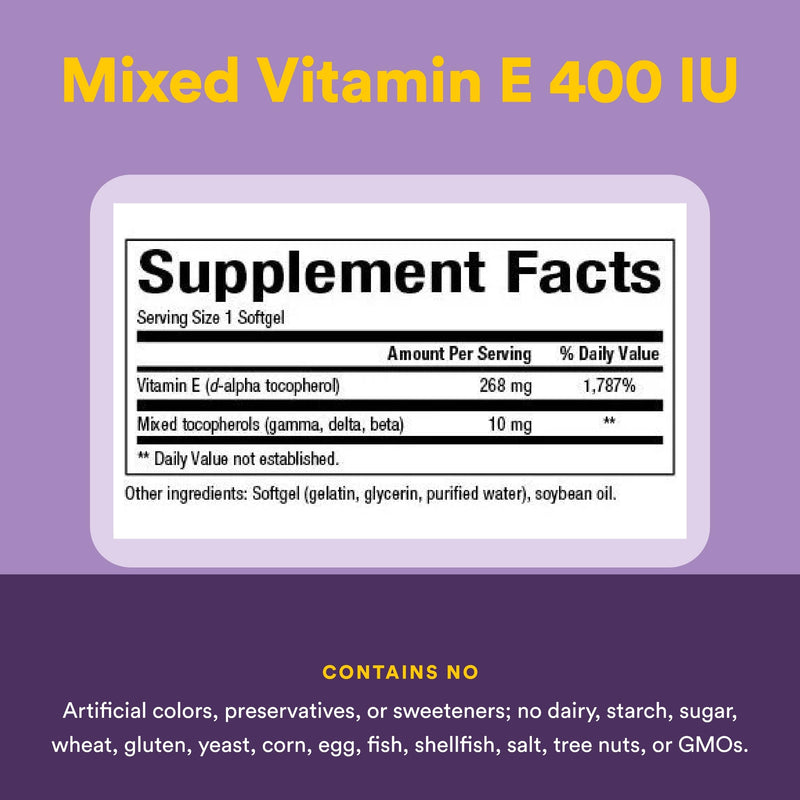 Natural Factors, Mixed Vitamin E 400 IU, Antioxidant Support for Cardiovascular and General Health, 240 softgels (240 servings) Standard Packaging