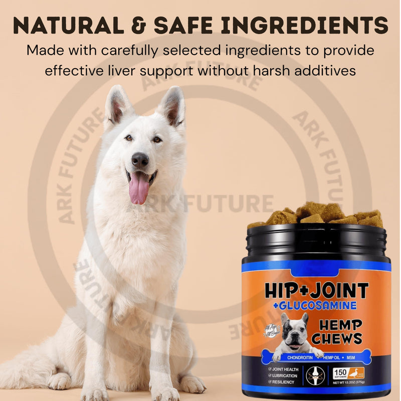 150 Hip & Joint Support Dog Chews with Glucosamine, MSM & Hemp Oil – Duck Flavour Soft Chews for Dogs – Mobility & Joint Wellness Supplement for Puppies – 375g (Pack of 1)
