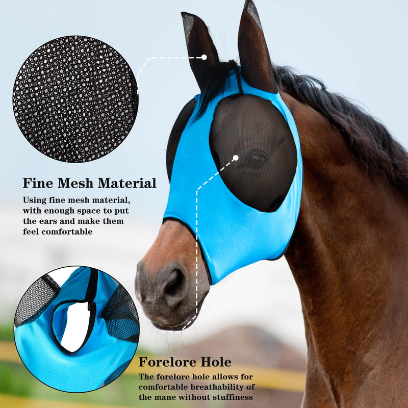2PCS Horse Fly Mask Horse Supplies Fly Masks for Horses with Ears Soft Fine Mesh with UV Protection, Lycra Fly Masks for Horses with Breathable and Stretchy Fabric, One Size Fits All A-BLUE & PINK Average - BeesActive Australia