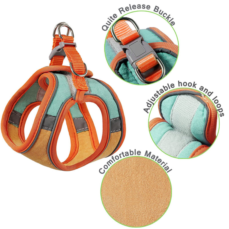 JSXD Cat Harness,Leash and Collar Set,Escape Proof Kitten Vest Harness for Walking,Easy Control Night Safe Pet Harness with Reflective Strap and Bell for Small Large Kitten,Fit for Puppy,Rabbit Medium (Pack of 1) Orange/Blue - BeesActive Australia