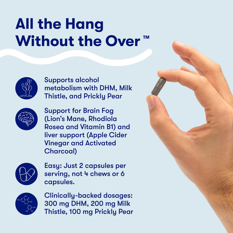 Flyby Recovery with DHM, Milk Thistle & Activated Charcoal - 20 Count | Made in USA, Vegan, Non-GMO. With Vitamin C, B Vitamins, Ginseng & Prickly Pear. Take Before and After a Night Out. Pack of 20