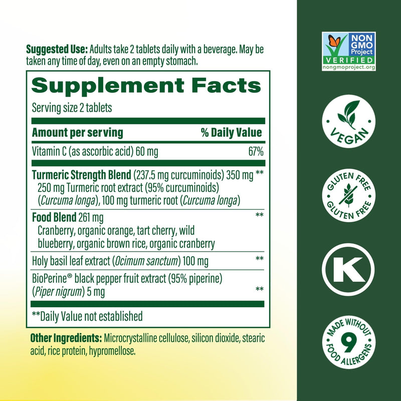 MegaFood Whole Body Turmeric Curcumin with Black Pepper, 120 Mini Tablets | Turmeric Supplement with Vitamin C, 237 mg Curcuminoids Per Serving, Antioxidant and Immune Support, Vegan, 60 Servings 120 Count (Pack of 1)