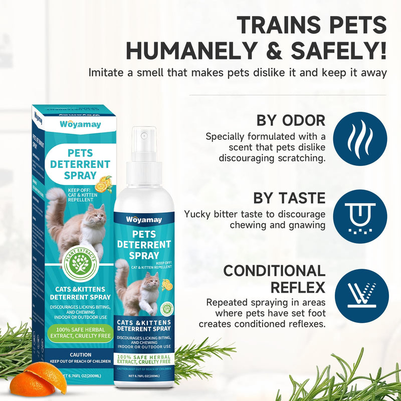 Cat Deterrent Spray, Dog and Cat Repellent Indoor & Outdoor, Cat Spray Deterrent for Scratching, Dog Deterrent Spray to Keep Pet Off Limits Areas, Protect Furniture, Sofa, Rug, Curtain, 200 ml - BeesActive Australia
