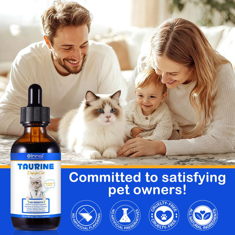 Taurine for Cats, Taurine Supplement for Cats Liquid Drops 60ml, Natural Amino Acid Cat Supplements - Heart, Vision Health, Muscle & Activity Support for All Ages