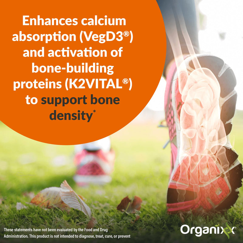 Organixx D3 K2 Supplement, Bone & Immune Health, MCT Oil, 30 Serv | Bioavailable D3 & K2 in MCT oil, Vitamin K2 directs calcium to bones; supports bone density, immune health & wellness