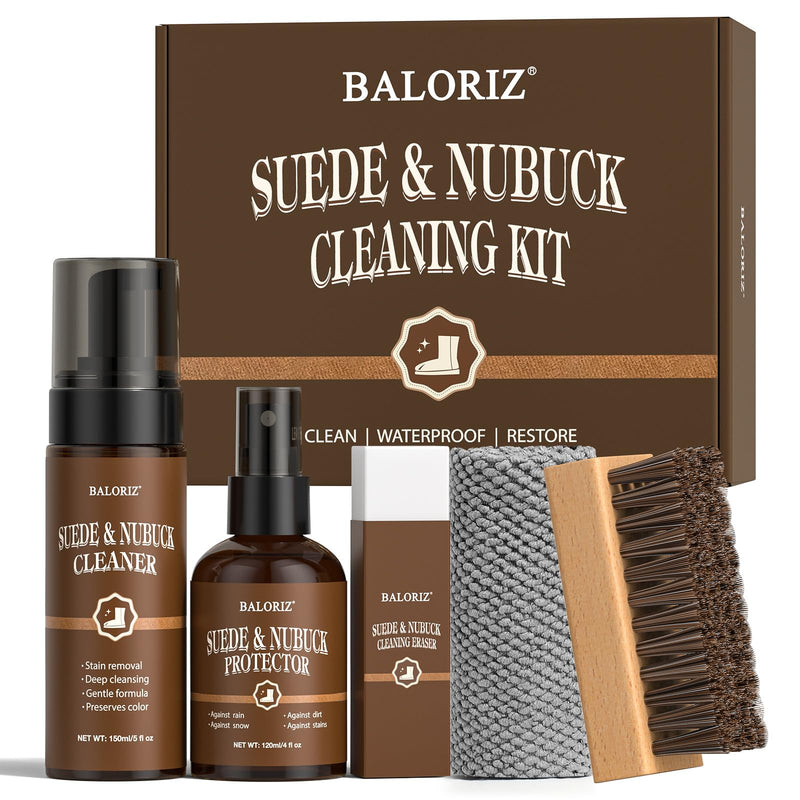 Suede & Nubuck Care Kit for Clog & Sandal, 5-Piece Set with Cleaner, Protector, Suede Brush & Eraser Clean, Microfiber Cloth, Premium Care Kit Protect for Shoes, Boots, Uggs, Jackets, Bags and Apparel - BeesActive Australia