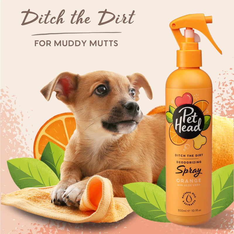 Pet Head Ditch the Dirt Dog Deodorizer Spray | Orange Scent | Waterless Pet Grooming Spray for Dogs | Odor Neutralizing for Smelly Dogs | Gentle Formula for Puppies | Made in USA | 10.1 fl. oz. - PawsPlanet Australia