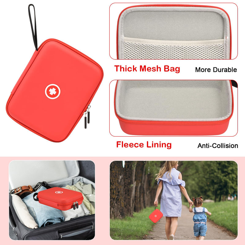 Fukumi Hard Travel Case for Asthma Inhaler, Inhaler Spacer Case for Kids and Adults, Masks, Asthma Accessories Case with Mesh Pocket for Medicine and Other Accessories, Red (Case Only) - BeesActive Australia