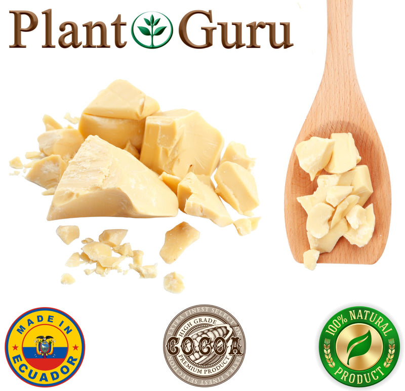 Plant Guru Raw Cocoa Butter 16 oz. / 1 lb. 100% Pure Unrefined FOOD GRADE Arriba Nacional Cacao Bean, Bulk Rich Chocolate Aroma For Lip Balms, Stretch Marks, DIY Base For Body Butters & Soap Making 16 Ounce (Pack of 1) - BeesActive Australia