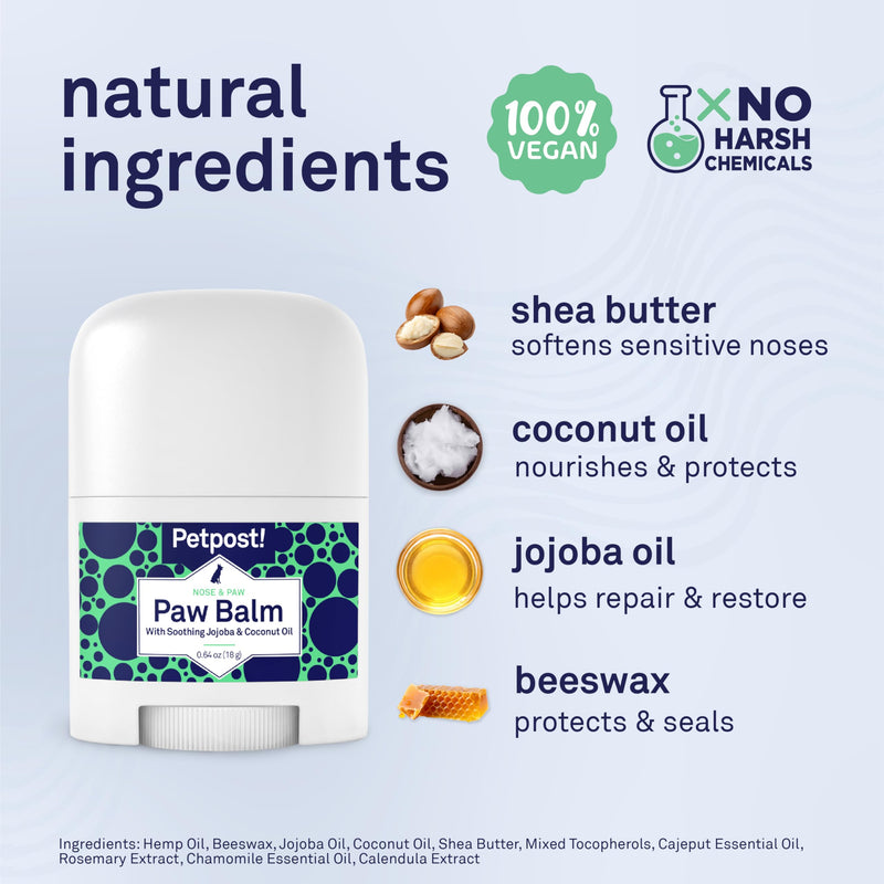 Petpost | Paw Balm for Dogs - Nourishing Cream Soothes Itchy, Dry Dog Paws with Moisturizing Ingredients - Organic Coconut Oil, Jojoba Oil, and Shea Butter 0.64 oz.