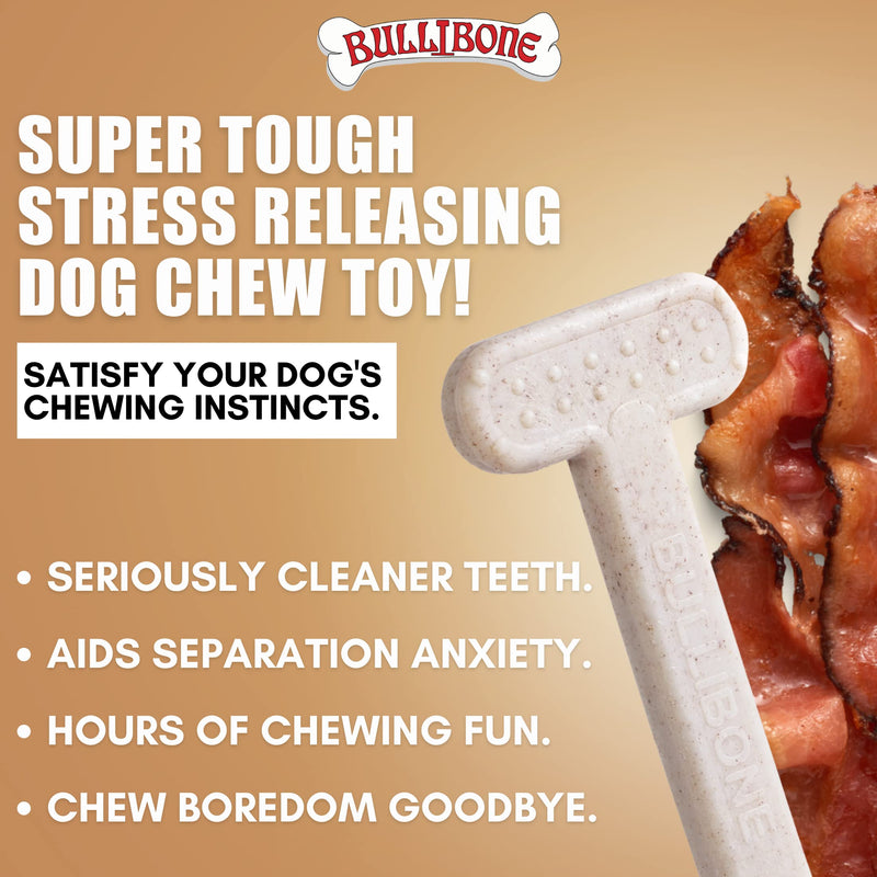 Bullibone Nylon Dog Chew Toy Nylon Bone - Improves Dental Hygiene, Easy to Grip Bottom, and Permeated with Flavor (Bacon, Large - 2 Pack) Bacon - BeesActive Australia