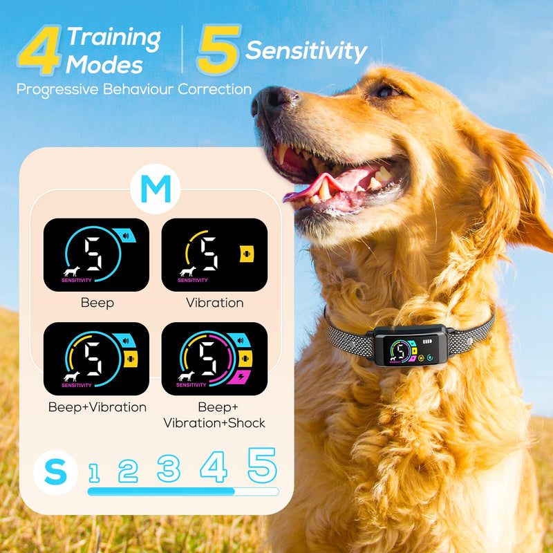 Bark Collar 2 Pack, Dog Bark Collar for Large Medium Small Dogs, Rechargeable Anti Barking Training Collar with Beep Vibration Harmless Shock, Smart Collar with 5 Adjustable Sensitivity Black - BeesActive Australia